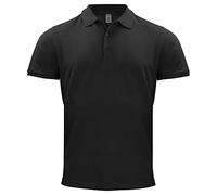 CLIQUE - Polo demi-manches Homme Classic OC, en coton biologique cert. GOTS, fermeture à boutons, bord manches avec côtes, fentes latérales, coupe régulière, Noir , XL