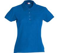 Clique - Polo en coton manches mi-longues pour femme, t-shirt Basic Polo Ladies coupe ajustée avec boutons pour le printemps/été, disponible en plusieurs couleurs et tailles (royal M)