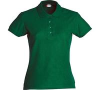 Clique - Polo femme à manches mi-longues T-shirt Basic Polo Ladies coupe ajustée avec boutons en coton pour le printemps/été en différentes couleurs et tailles (vert bouteille L)