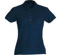 CLIQUE - Polo t-shirt demi-manches pour femme Basic Polo Mesdames slim fit avec boutons en coton printemps/été en différentes couleurs et tailles, bleu foncé, Small