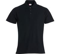 Clique - Polo Piquet demi-manches Homme Basic, 100% Coton, fermeture à boutons, bord manches rabattues en double aiguille, fentes latérales, coupe slim fit (noir XL), Noir