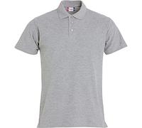 Clique - Polo Piquet demi-manches Homme Basic, en 100% coton, fermeture à boutons, bord manches rabattu en double aiguille, fentes latérales, coupe slim-fit (gris chiné M), Bruyère grise