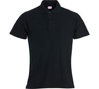 CLIQUE - Polo piquet demi-manches Homme Basic, en 100% coton, fermeture à boutons, bord manches rabattues en double aiguille, fentes latérales, coupe slim-fit, Noir , 3XL