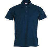 CLIQUE - Polo piquet demi-manches Homme Basic, en 100% coton, fermeture à boutons, bord manches rabattues en double aiguille, fentes latérales, coupe slim-fit, bleu foncé, 4XL