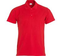Clique - Polo Piquet demi-manches Homme Basic, en 100% coton, fermeture à boutons, bord manches rabattues en double aiguille, fentes latérales, coupe slim fit (rouge XXL), rouge, XXL