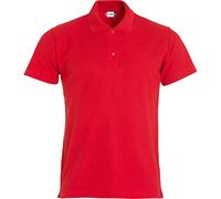 Clique - Polo Piquet demi-manches Homme Basic, en 100% coton, fermeture à boutons, bord manches rabattues en double aiguille, fentes latérales, coupe slim fit (rouge XXL), rouge, XXL