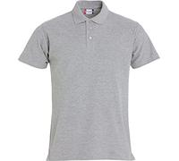 CLIQUE - Polo piquet demi-manches Homme Basic, en 100% coton, fermeture à boutons, bord manches rabattues en double aiguille, fentes latérales, coupe slim-fit, Nuances de gris, 4XL