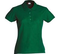 CLIQUE - Polo t-shirt demi-manches pour femme Basic Polo Mesdames slim fit avec boutons en coton printemps/été en différentes couleurs et tailles, Vert bouteille, Large