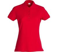 CLIQUE - Polo t-shirt demi-manches pour femme Basic Polo Mesdames slim fit avec boutons en coton printemps/été en différentes couleurs et tailles, rouge, Medium