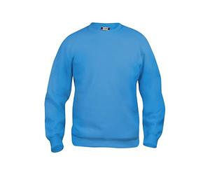 CLIQUE - Sweat-shirt col rond manches longues Homme Femme Unisexe Basic Roundneck, en polyester, côtelé élastique, tissu résistant aux lavages, turquoise, M