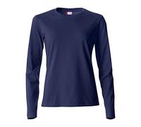 CLIQUE - T-shirt à manches longues col rond pour femme Basic-T L/S Mesdames en coton jersey coupe slim-fit en différentes tailles et couleurs, bleu, X-Small