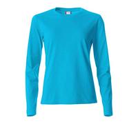 Clique - T-shirt à manches longues à col rond pour femme Basic-T L/S en jersey de coton coupe slim fit en différentes tailles et couleurs, turquoise, X-Large