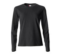 Clique - T-shirt à manches longues col rond pour femme Basic-T L/S Mesdames en coton Jersey coupe slim en différentes tailles et couleurs, Noir , X-Large