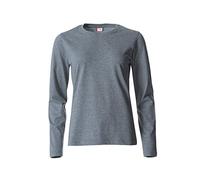 Clique - T-shirt à manches longues col rond pour femme Basic-T L/S Mesdames en coton jersey coupe slim-fit en différentes tailles et couleurs (gris chiné L), Érica gris.