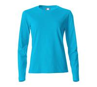 CLIQUE - T-shirt à manches longues col rond pour femme Basic-T L/S Mesdames en coton jersey coupe slim-fit en différentes tailles et couleurs, turquoise, Medium