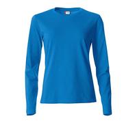 CLIQUE - T-shirt à manches longues col rond pour femme Basic-T L/S Mesdames en coton jersey coupe slim-fit en différentes tailles et couleurs, Bleu roi, X-Small