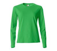 CLIQUE - T-shirt à manches longues col rond pour femme Basic-T L/S Mesdames en coton jersey coupe slim-fit en différentes tailles et couleurs, Vert acide., X-Small