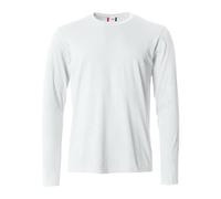 Clique - T-shirt à manches longues homme Basic-T L/S, en coton Jersey, col élastique, ruban pare-soleil, coupe Slim-Fit, Blanc, S