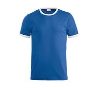 Clique - T-shirt bicolore demi-manches homme femme unisexe nom en coton jersey, manches col en contraste, coupe slim-Fit, bleu profond/blanc, M