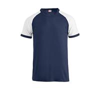 Clique - T-shirt bicolore mi-manches homme femme unisexe Raglan-T, en coton jersey, manches col en contraste, coupe slim-Fit, Bleu marine/blanc., XS