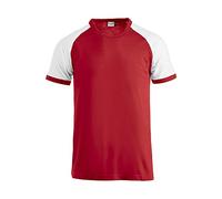 Clique - T-shirt bicolore mi-manches homme femme unisexe Raglan-T, en coton jersey, manches col en contraste, coupe slim-Fit, rouge/blanc, M
