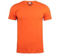 Clique - T-shirt col en V demi-manches Homme Femme Unisexe Basic-T V-neck, en coton Jersey, ruban pare-soleil, col élastique, coupe slim fit (orange XXL), Orange