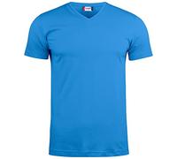 Clique - T-shirt col en V demi-manches Homme Femme Unisexe Basic-T V-neck, en coton Jersey, ruban pare-soleil, col élastique, coupe slim fit (royal L), Bleu royal.