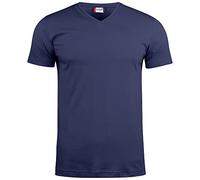 Clique - T-shirt col en V demi-manches Hommes Femmes Unisexe Basic-T V-neck, en Coton Jersey, ruban pare-soleil, col élastique, coupe slim-fit (bleu M), bleu