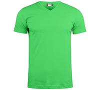 Clique - T-shirt col en V mi-manches homme femme unisexe Basic-T V-Neck, en coton Jersey, ruban pare-soleil, col élastique, coupe Slim-Fit, Vert acide., L