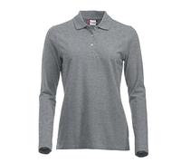 Clique Vêtements pour Femmes Coton Classique à Manches Longues Polo. Coupe Moderne, 11 Couleurs Vives,Gris,M