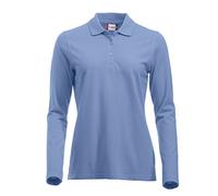 Clique Vêtements pour Femmes Coton Classique à Manches Longues Polo. Coupe Moderne, 11 Couleurs Vives,Bleu Clair,L