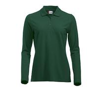 Clique Vêtements pour Femmes Coton Classique à Manches Longues Polo. Coupe Moderne, 11 Couleurs Vives,Vert Bouteille,S