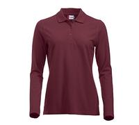 Clique Vêtements pour Femmes Coton Classique à Manches Longues Polo. Coupe Moderne, 11 Couleurs Vives,Bordeaux,XS