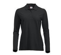 Clique Vêtements pour Femmes Coton Classique à Manches Longues Polo. Coupe Moderne, 11 Couleurs Vives,Noir,XS