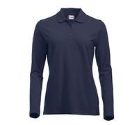 Clique Vêtements pour Femmes Coton Classique à Manches Longues Polo. Coupe Moderne, 11 Couleurs Vives,Bleu Marine,L