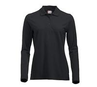 Clique Women's Clique Classic Long Sleeved Womens Marion Polo Regular Fit Plain Polo Long Sleeve Polo Shirt, Black, 10 (Manufacturer Size: Small)