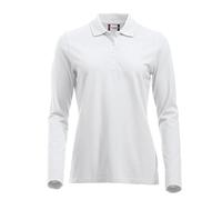 Clique Women's Clique Classic Long Sleeved Womens Marion Polo Regular Fit Plain Polo Long Sleeve Polo Shirt, White, 10 (Manufacturer Size: Small)