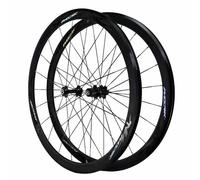 Cliquet 54T Paire De Roues De Vélo De Route 700C Jantes À Double Paroi en Aluminium 40mm, Roues Avant Et Arrière avec Frein C/V 100/130mm QR, Cassette 7-12 Vitesses HG(Black)