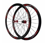 Cliquet 54T Paire De Roues De Vélo De Route 700C Jantes À Double Paroi en Aluminium 40mm, Roues Avant Et Arrière avec Frein C/V 100/130mm QR, Cassette 7-12 Vitesses HG(Rot)