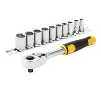 Cliquet 72 dents 1/4 10 Douilles STANLEY - 11 pièces - STMT82666-0