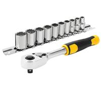 Cliquet 72 dents 1/4 + 10 Douilles STANLEY - 11 pièces - STMT82666-0"