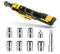 Cliquet sans fil pour batteries Dewalt 18 V 20 V, kit de cliquet électrique de 9,5 mm avec 7 douilles, kit de cliquet sans fil de 16 cm, adaptateur 6,35 mm, outil uniquement, piles non incluses