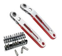 Cliquet Tournevis 1/4 Mini Magnétique - Tête Plate et Coude, Décalé Réversible Avec 20 Embouts - Outil de Réparation Multifonctions de Poche