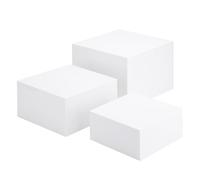 Clisela Lot de 3 présentoirs cubiques en acrylique avec fond creux pour table de buffet, présentoir décoratif pour desserts, objets de collection, bijoux, figurines, spectacle - Blanc 15,2 cm, 17,8 cm