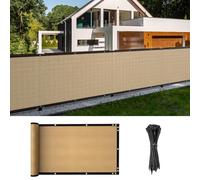 Cliselda Clôture de confidentialité de 0,9 m x 15,2 m - Pare-soleil en maille robuste pour extérieur, cour, mur de jardin, cour, attaches éclair incluses (0,9 x 1,5 m, sable)