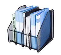 Cliselda Métal Porte-revues de Bureau à 4 Compartiments/Vertical Range-revues Porte-Magazine A4 Banette de Rangement Bureau Organisateur de Magazine Range Document Bannette Papier, Noir