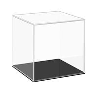 Cliselda Vitrine Acrylique avec Base Noire, Aucun Assemblage requis, Vitrine Exposition Transparent, Vitrine Figurine, Vitrine pour Figurines, Jouets, Objets de Collection (15x15x15cm)