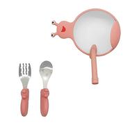 CLISPEED 1 ensemble Assiette Silicone pour Garçon Fille avec Design Escargot Ensemble de pour Apprentissage de Alimentation Comprenant une Assiette une Cuillère Inoxydable Facile à