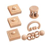 CLISPEED 1 Ensemble Set de Jouets Éducatifs Bois pour Garçon Fille Hochets Montessori Formes Géométriques pour Développement Sensoriel des Nourrissons pour Garçons et Filles