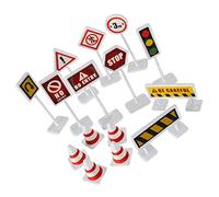 CLISPEED 10 Ensembles Jouets Panneaux de Circulation Miniatures avec Barricades Accessoires de Scène de pour Garçon Fille Apprentissage Pratique et des Règles de Circulation
